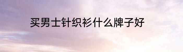 买男士针织衫什么牌子好