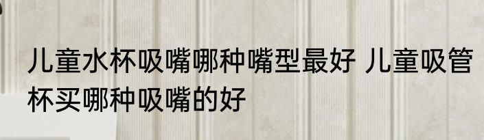 儿童水杯吸嘴哪种嘴型最好 儿童吸管杯买哪种吸嘴的好