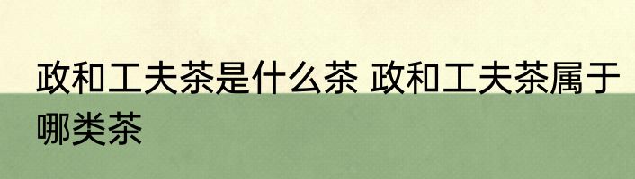 政和工夫茶是什么茶 政和工夫茶属于哪类茶