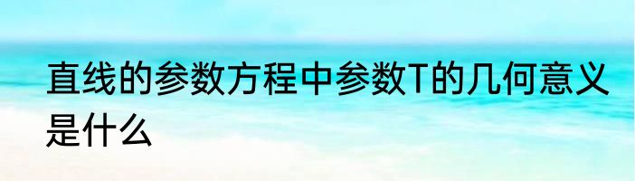 直线的参数方程中参数T的几何意义是什么