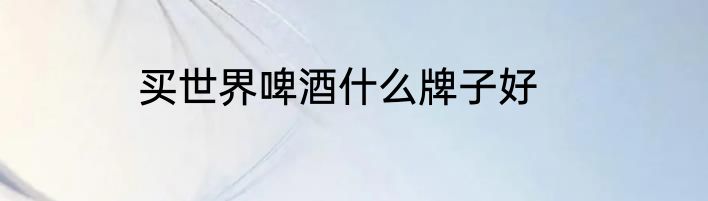 买世界啤酒什么牌子好