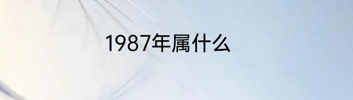 1987年属什么