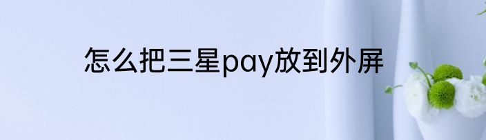 怎么把三星pay放到外屏