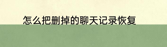 怎么把删掉的聊天记录恢复