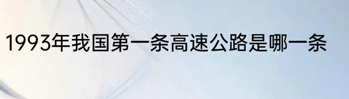 1993年我国第一条高速公路是哪一条