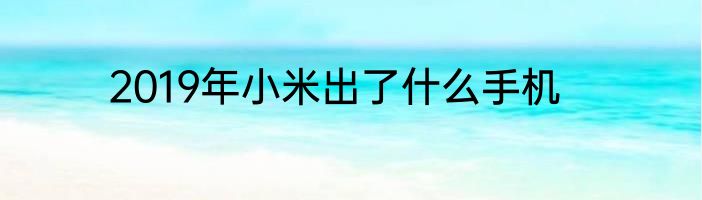 2019年小米出了什么手机