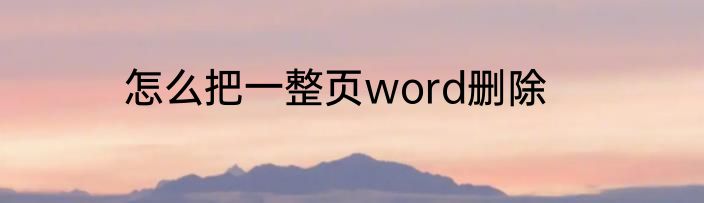 怎么把一整页word删除
