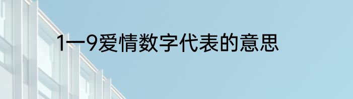1一9爱情数字代表的意思