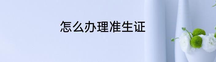 怎么办理准生证