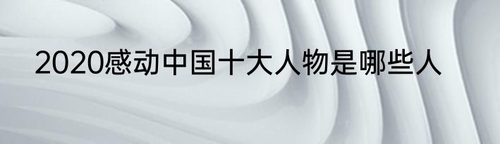 2020感动中国十大人物是哪些人