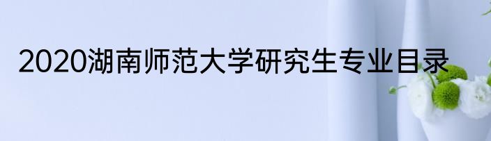 2020湖南师范大学研究生专业目录