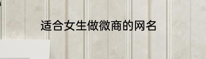 适合女生做微商的网名