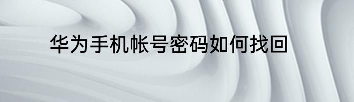华为手机帐号密码如何找回