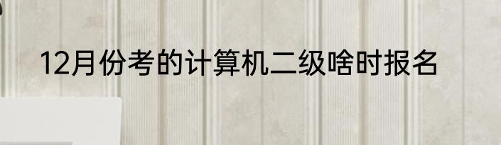 12月份考的计算机二级啥时报名