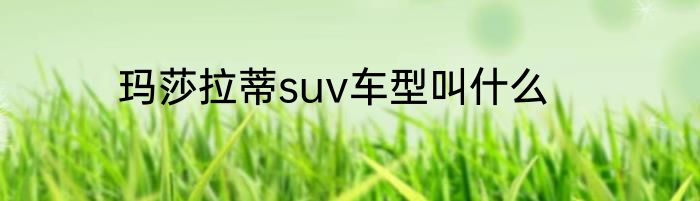 玛莎拉蒂suv车型叫什么