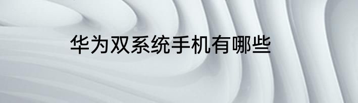 华为双系统手机有哪些