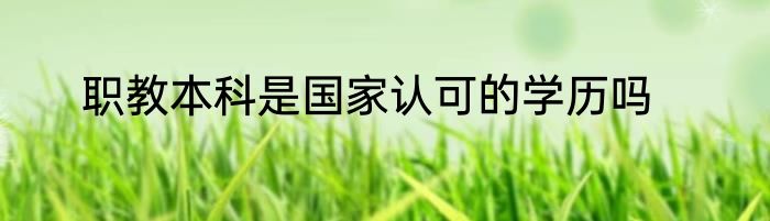 职教本科是国家认可的学历吗