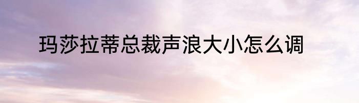 玛莎拉蒂总裁声浪大小怎么调
