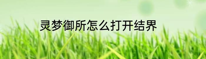 灵梦御所怎么打开结界