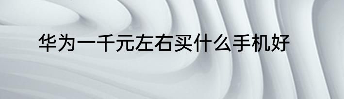 华为一千元左右买什么手机好