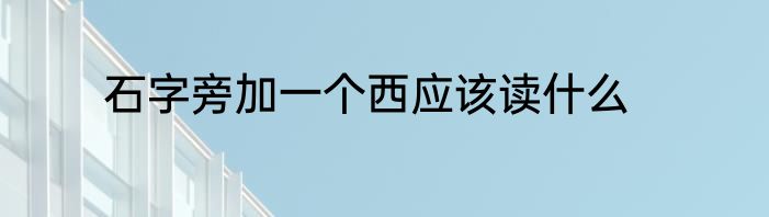 石字旁加一个西应该读什么