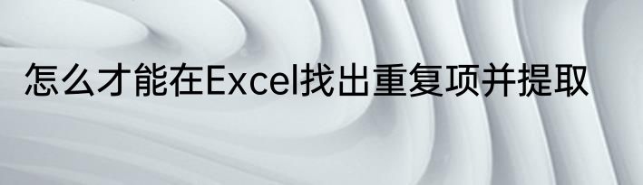 怎么才能在Excel找出重复项并提取