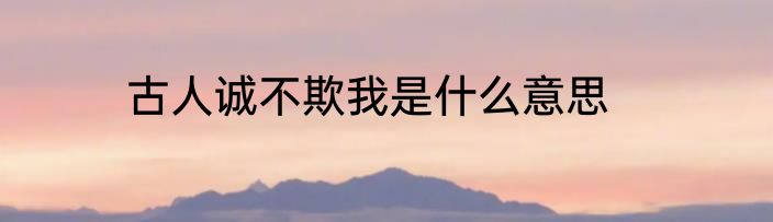 古人诚不欺我是什么意思