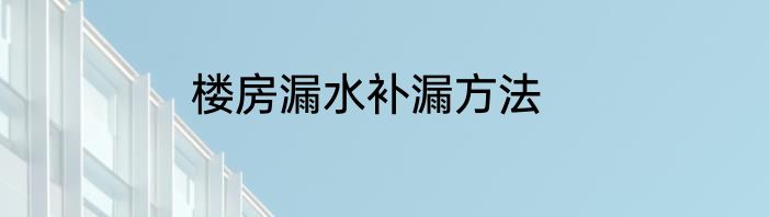 楼房漏水补漏方法