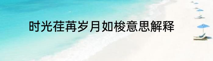 时光荏苒岁月如梭意思解释