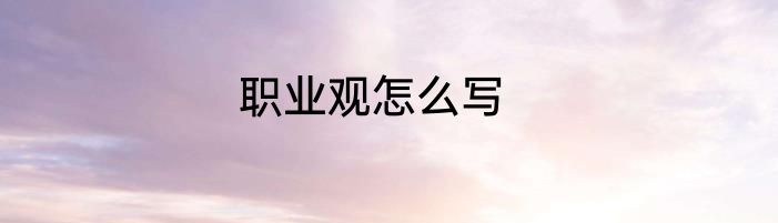 职业观怎么写