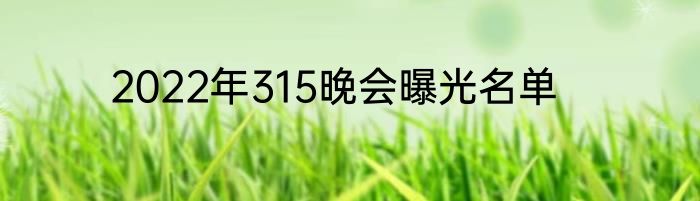 2022年315晚会曝光名单