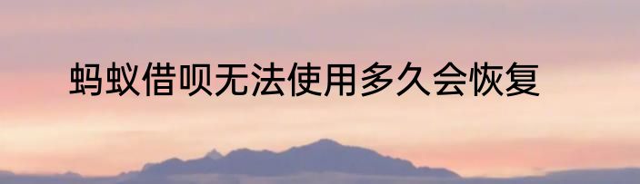 蚂蚁借呗无法使用多久会恢复