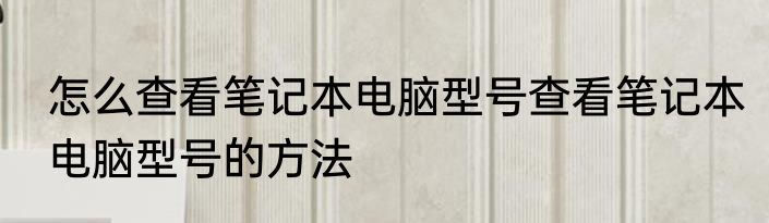 怎么查看笔记本电脑型号查看笔记本电脑型号的方法