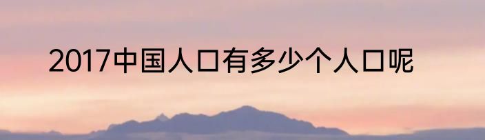 2017中国人口有多少个人口呢