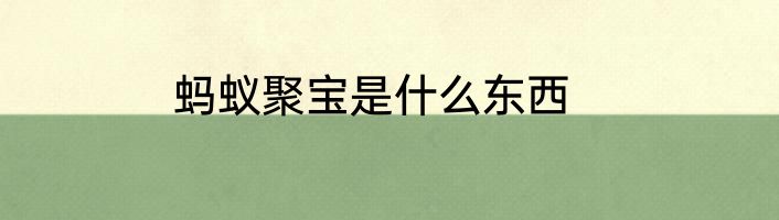 蚂蚁聚宝是什么东西