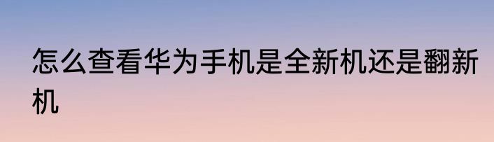 怎么查看华为手机是全新机还是翻新机