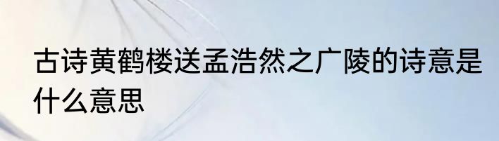 古诗黄鹤楼送孟浩然之广陵的诗意是什么意思