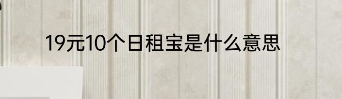 19元10个日租宝是什么意思