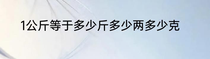 1公斤等于多少斤多少两多少克