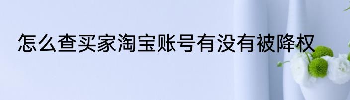 怎么查买家淘宝账号有没有被降权