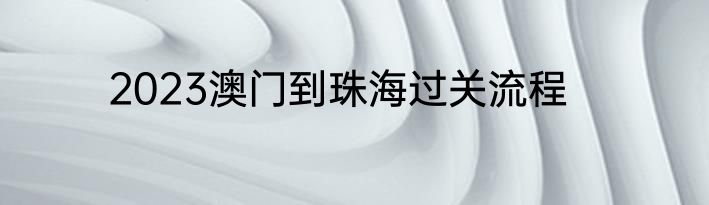 2023澳门到珠海过关流程
