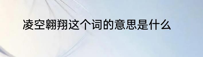凌空翱翔这个词的意思是什么
