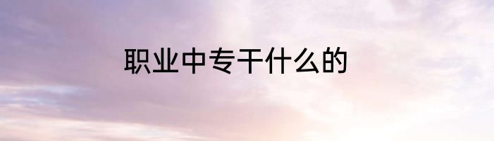 职业中专干什么的