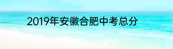 2019年安徽合肥中考总分