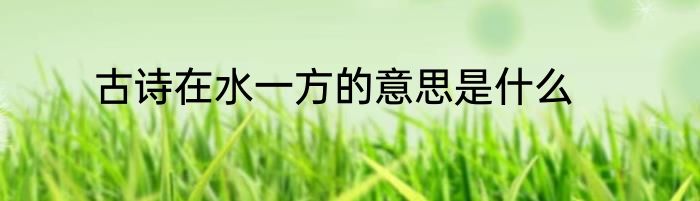 古诗在水一方的意思是什么