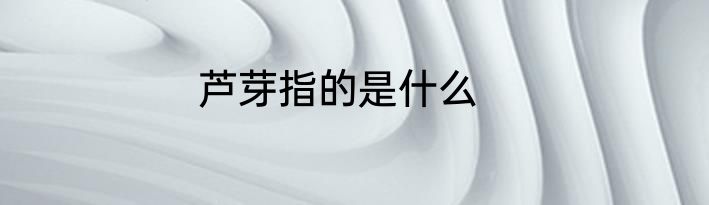 芦芽指的是什么