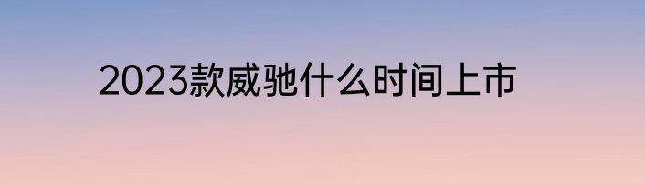 2023款威驰什么时间上市