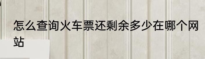 怎么查询火车票还剩余多少在哪个网站