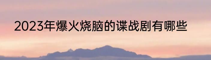 2023年爆火烧脑的谍战剧有哪些