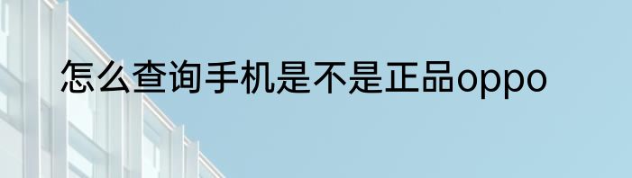 怎么查询手机是不是正品oppo